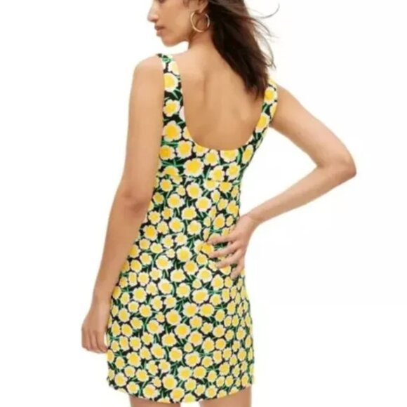 DVF for Target yellow floral 90s-style shift sweetheart dress NWT - Picture 2 of 5